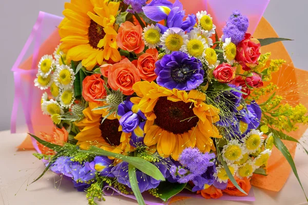 Boeket Van Verse Prachtige Bloemen Stockfoto