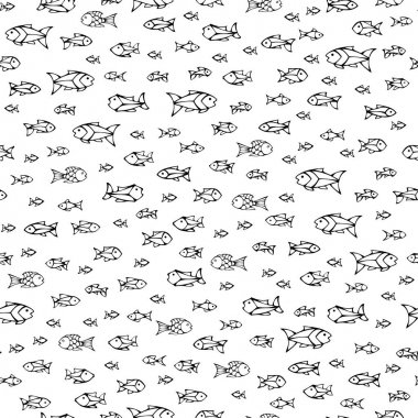 Vektör dikişsiz doodle balık deseni.