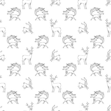 Doğrusal vahşi hayvanlar. Vektör dikişsiz desen.