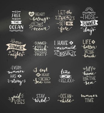 Vektör el çizilmiş tebeşir deniz / okyanus hakkında tırnak.