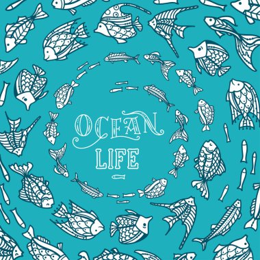 Vektör okyanus sualtı yaşam arka plan.