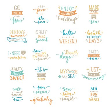 Vector colored lettering on sea / ocean theme. clipart