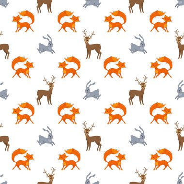 Wild animals. Vector seamless pattern.