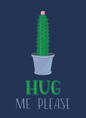 Vektörde yapılan dikenli kaktüs kartı şablonu.