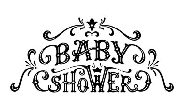 Vektör bebek duş yazı.