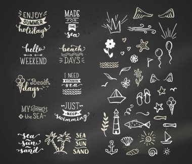 Vektör el çizilmiş tebeşir deniz / okyanus hakkında tırnak.