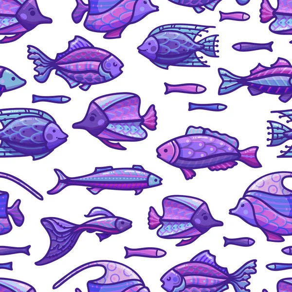 Patrón de peces sin costura vectorial . — Vector de stock