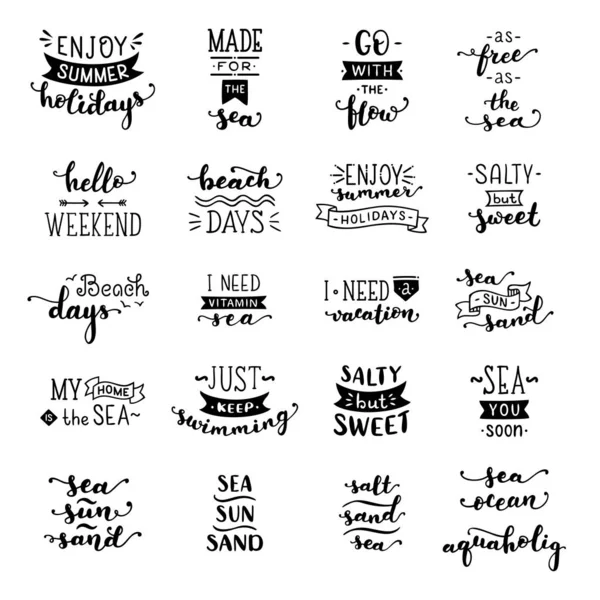 Vektör el ile deniz / okyanus teması üzerine harfler.