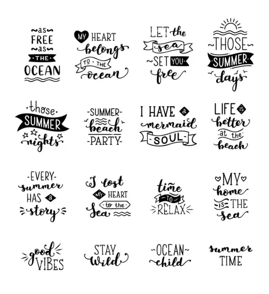 Vektör el ile deniz / okyanus teması üzerine harfler.