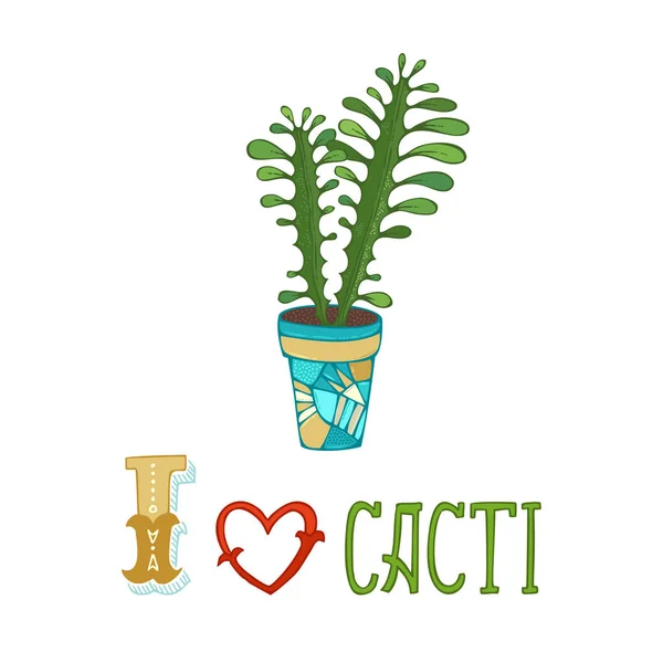 Saya suka latar belakang vektor cacti . - Stok Vektor