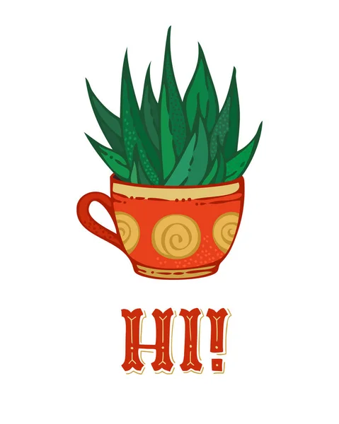 Kaktusz kártya "Hi!" — Stock Vector