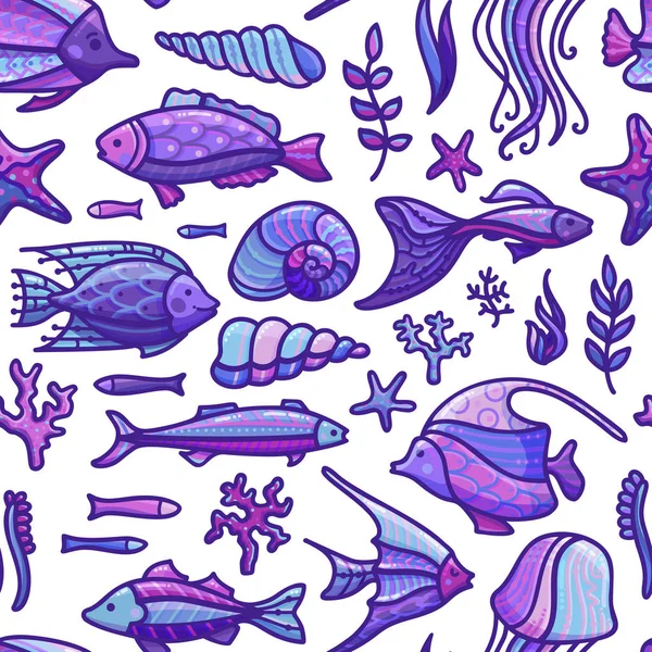 Vector seamless violet underwater pattern . — стоковый вектор