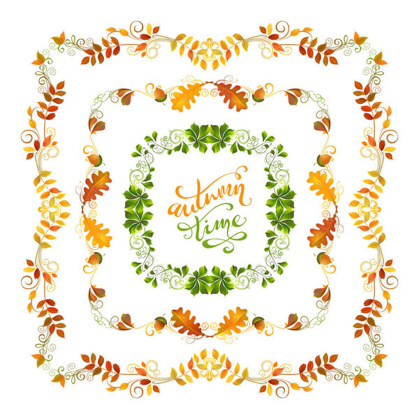 Vector autumn leaves frames.