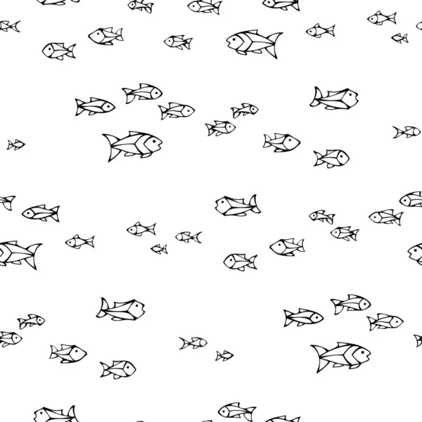 Wektor bezszwowy wzór ryb Doodles. — Wektor stockowy