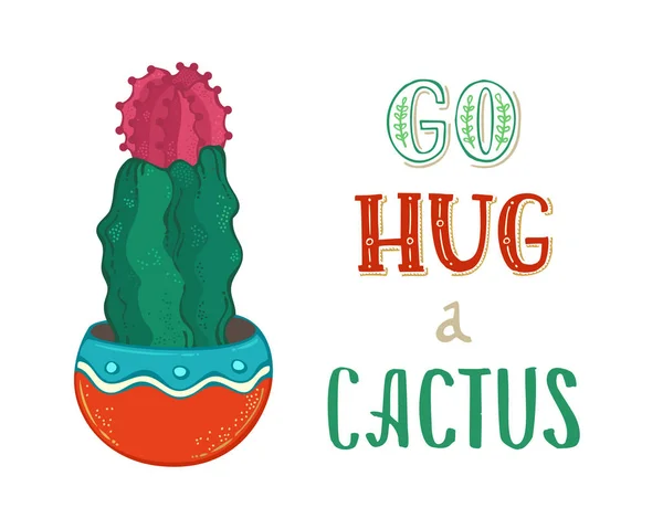 Ve a abrazar un cactus . — Vector de stock