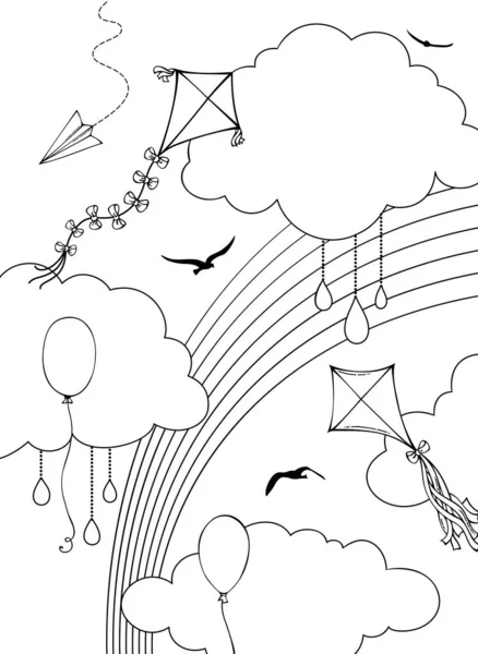 Outline vector sky illustration. — Stock Vector