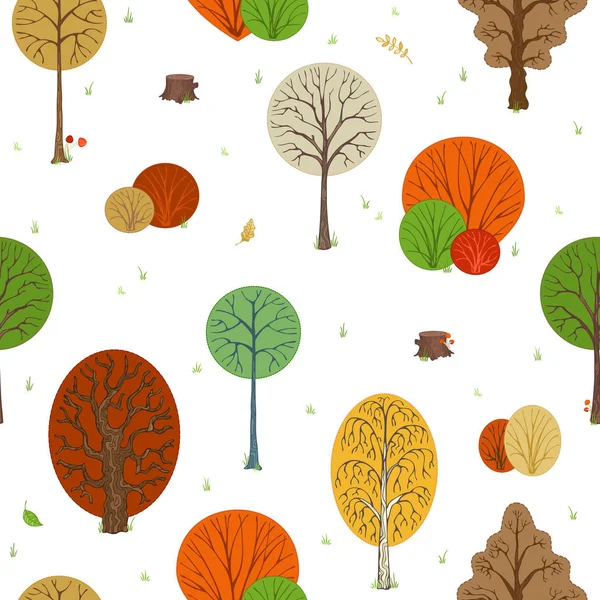 Bosque de otoño. Patrón sin costura vectorial . — Vector de stock