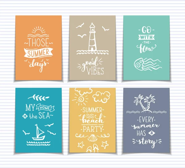 6 önceden yapılmış deniz / okyanus tebrik kartları seti.