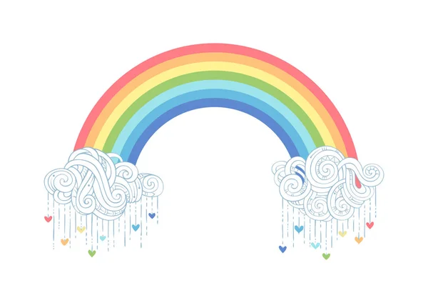 Ilustração do arco-íris e nuvens . — Vetor de Stock