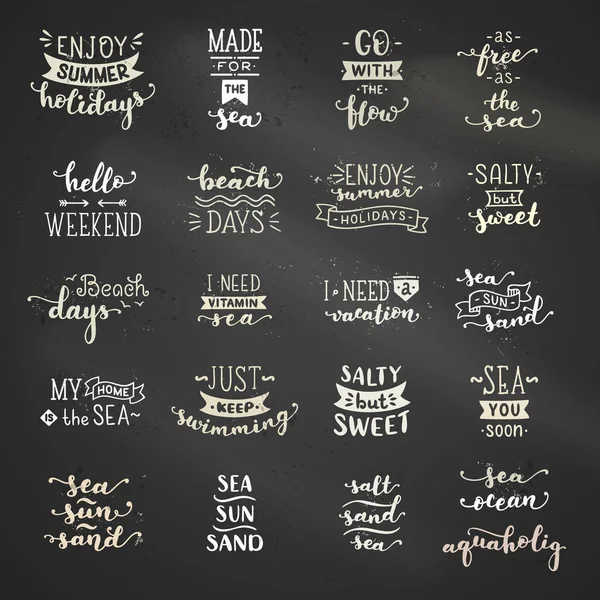 Vektör el çizilmiş tebeşir deniz / okyanus tema üzerinde yazı.