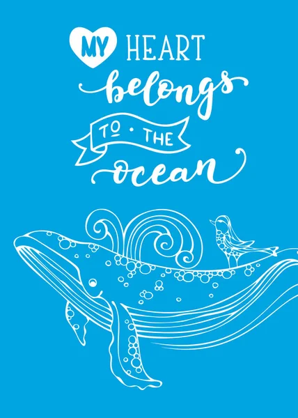 Η καρδιά μου ανήκει στον ωκεανό.. — Διανυσματικό Αρχείο