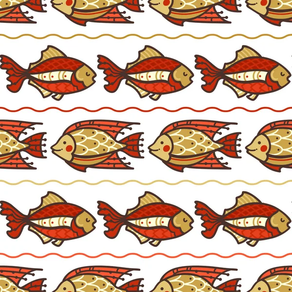 Patrón de peces marinos sin costura vectorial . — Archivo Imágenes Vectoriales