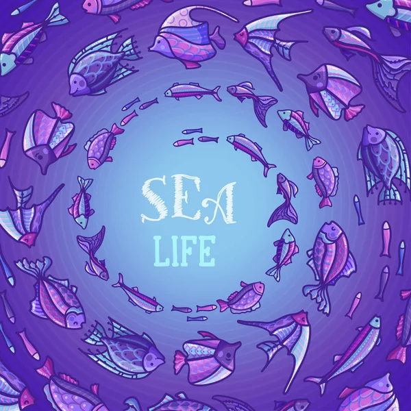 Vector sea underwater life background. — Stock Vector