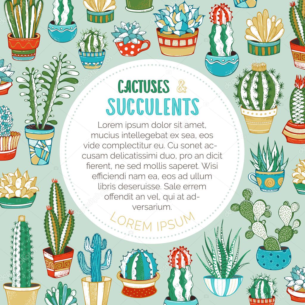 Vector cacti background. 