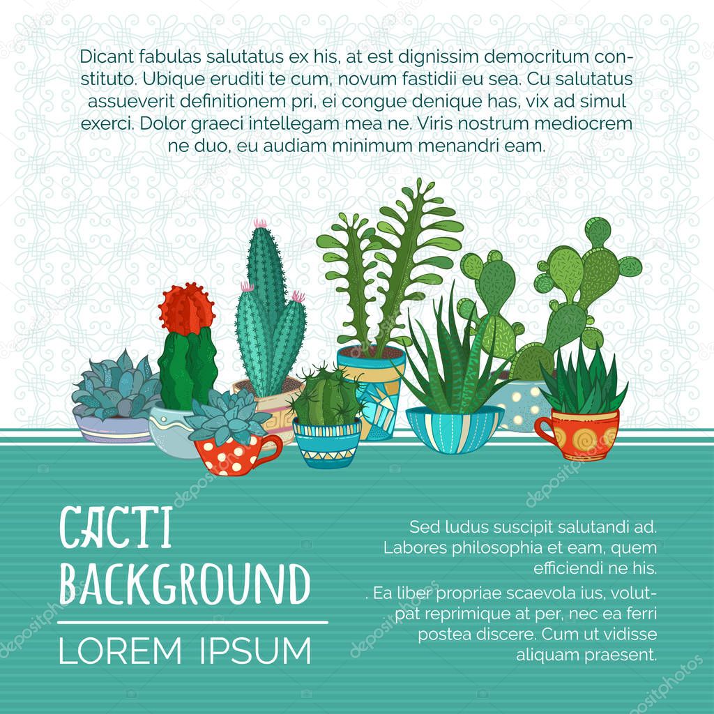 Vector cacti background. 