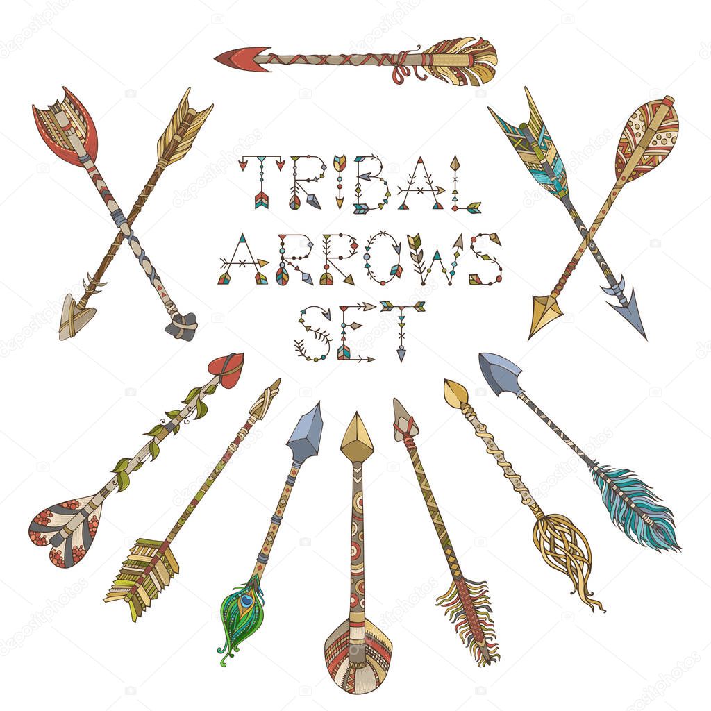 Vector tribal arrows set.