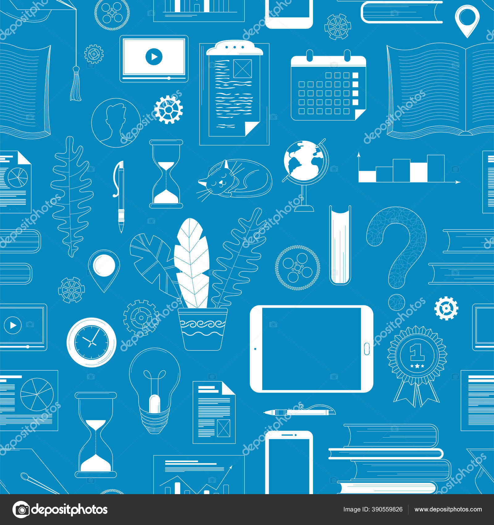 School University Items Linear Vector Seamless Pattern Learning ...