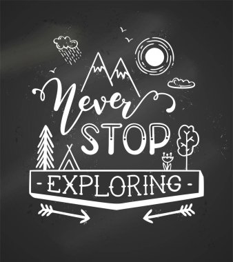 Eşsiz el yapımı bir alıntı. Tahta arka planda vektör tebeşiri harfleri var. Poster, kupa, afiş, çanta, kart veya tişört tasarımı için baskıları kullanmaya hazır.