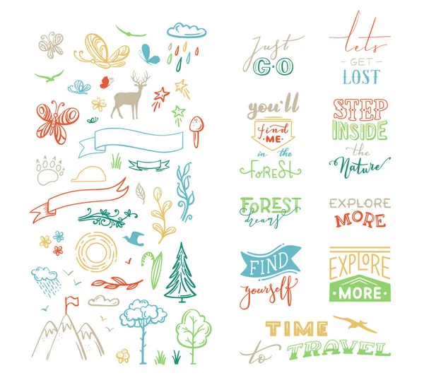 Pinsel Design Und Doodle Illustrationen Für Poster Tassen Taschen Aufkleber — Stockvektor