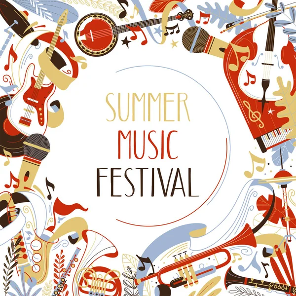 Sommar Musik Festival Platt Webb Banner Mall Klassisk Konsert Blues — Stock vektor