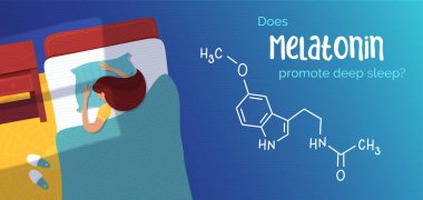 Çizgi filmdeki kadın uyuyor, melatonin derin uyku harflerini teşvik ediyor mu?