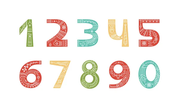 Colorful Numbers Font Vector Illustration — Stock Vector