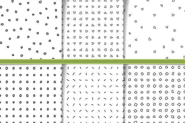 一套黑白抽象无缝图案 — 图库矢量图片