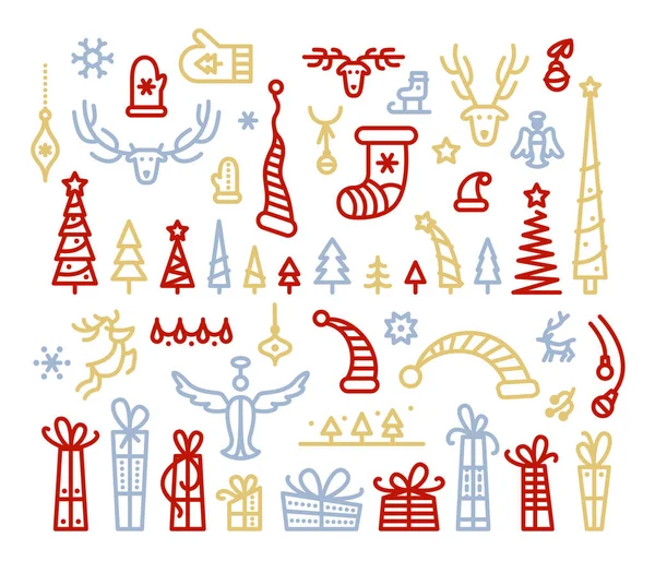 Conjunto Pegatinas Decorativas Tema Navidad — Archivo Imágenes Vectoriales