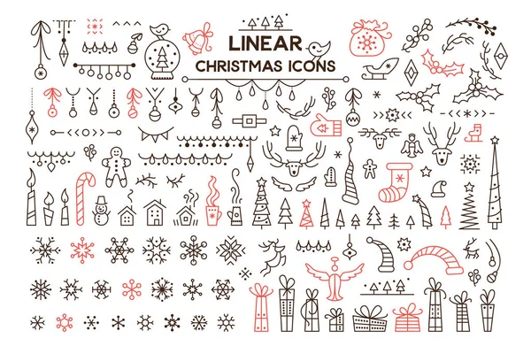 Set Kerstthema Decoratieve Stickers — Stockvector