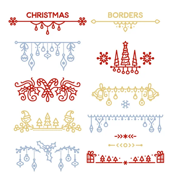 Weihnachten Dekorative Verzierte Banner Set — Stockvektor