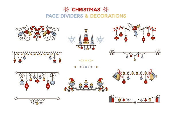 Χριστουγεννιάτικα Διακοσμητικά Στολισμένα Banners Set — Διανυσματικό Αρχείο