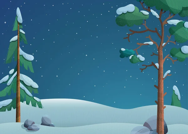 连树连绵的漫漫冬季雪景 — 图库矢量图片