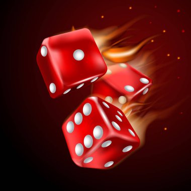 Dices alev ile koyu arka plan üzerinde ayarlayın.