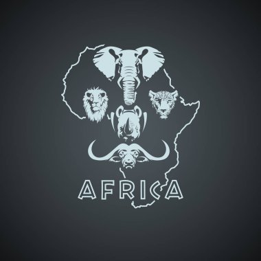 Büyük beş hayvanlar ile Afrika kıta şekli