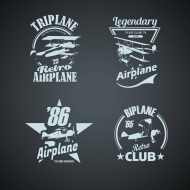 Uçakları retro vintage logotype kümesi