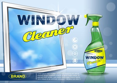 Reklam için windows temizleme gereçleri. Gerçekçi görüntü
