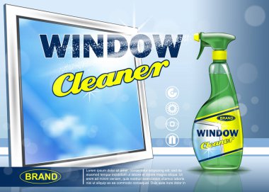 Advertising means for cleaning windows. Realistic image clipart