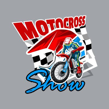 Göstermek aşırı kırmızı Off Road Motosiklet, motokros. Vektör çizim.