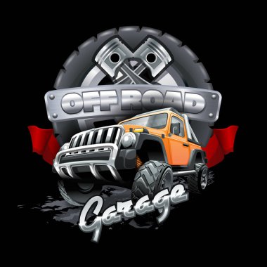 Aşırı turuncu Off Road araç Suv. Vektör çizim.