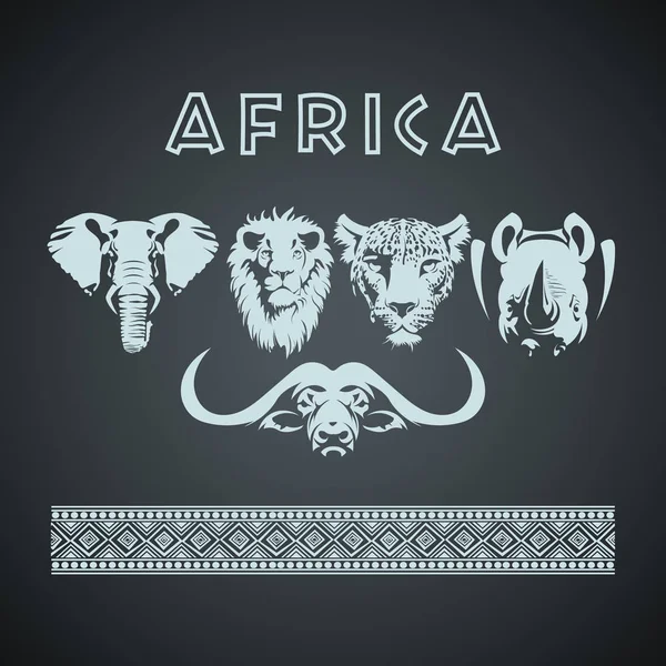 Африканская Большая Пятерка Животных Модель — стоковый вектор